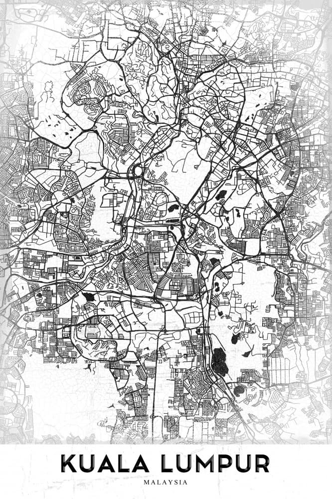 Kuala Lumpur City Map by StudioSix — canvas wall art