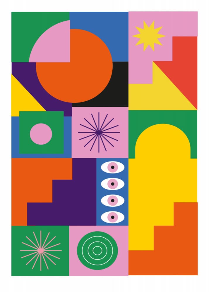 Vibrant Geometric Eyes by SERGIO ORTIZ — canvas wall art