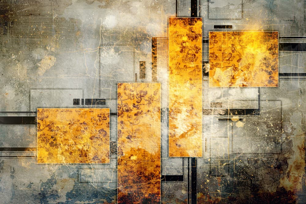 Golden Industrial Textures by Rafal Kulik — canvas wall art