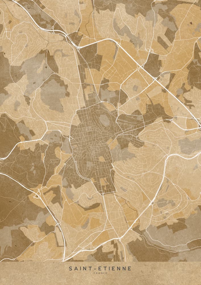 Saint-Étienne France Map by Rosana Laiz Blursbyai — canvas wall art