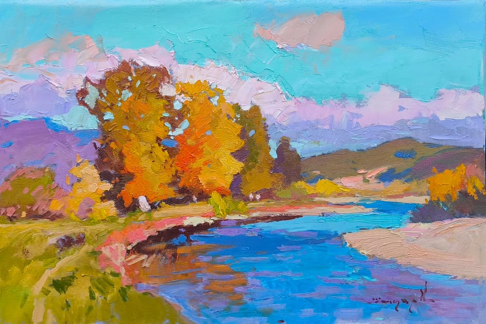 Autumn River Landscape by Alexander Shandor — canvas wall art