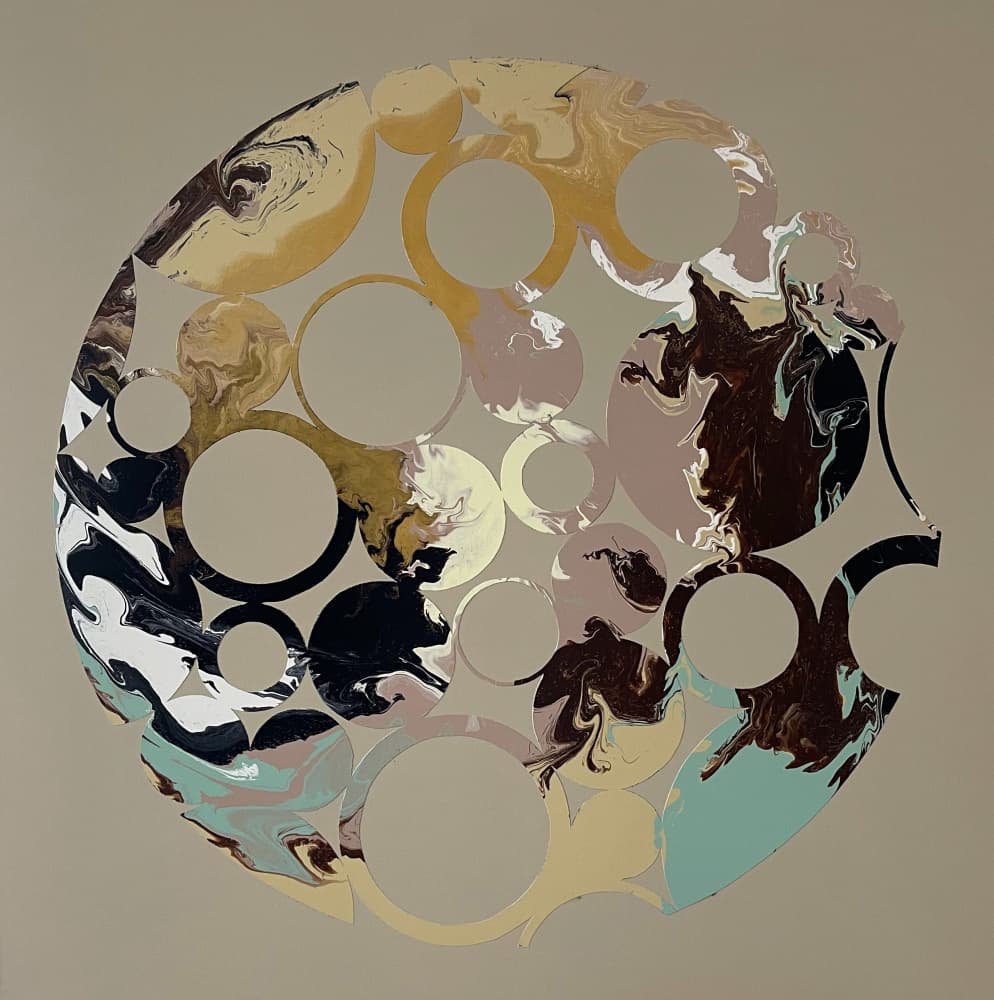 Swirling Fluid Circles by Eleni Pratsi — canvas wall art