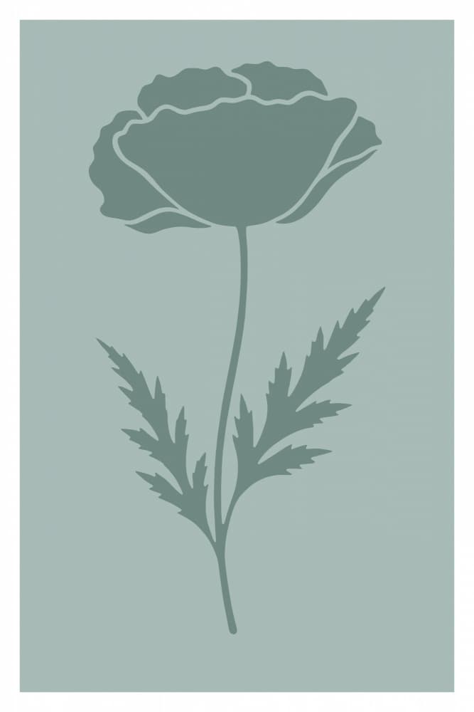 Minimalist Green Poppy by casa cartissi — canvas wall art