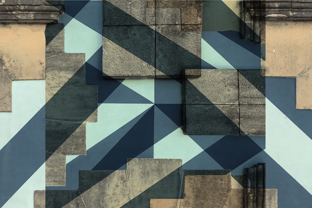 Geometric Blue Facade by Jois Domont ( J.L.G.) — canvas wall art