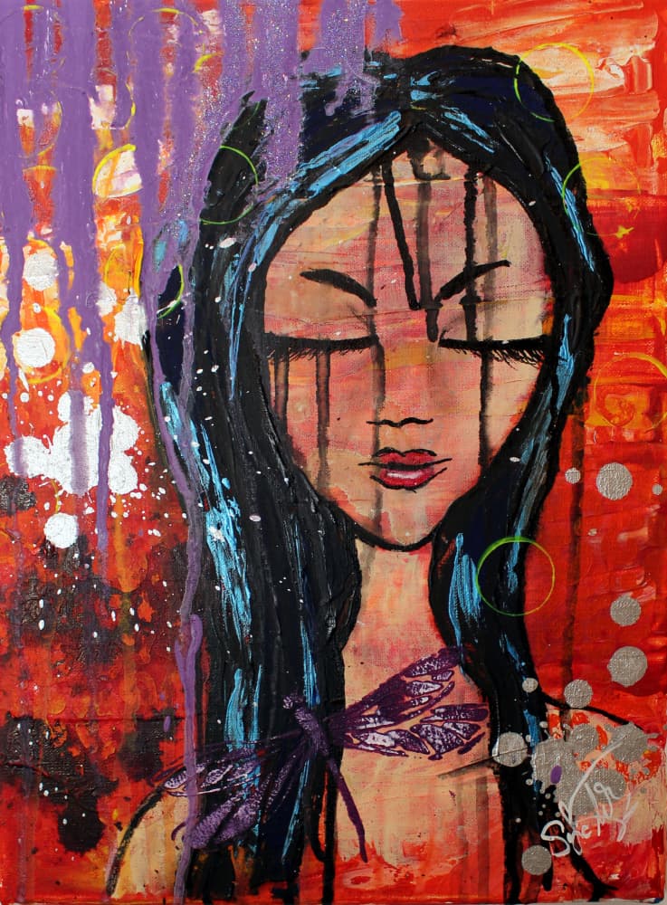 Serene Dragonfly Woman by Sofia Toborg — canvas wall art