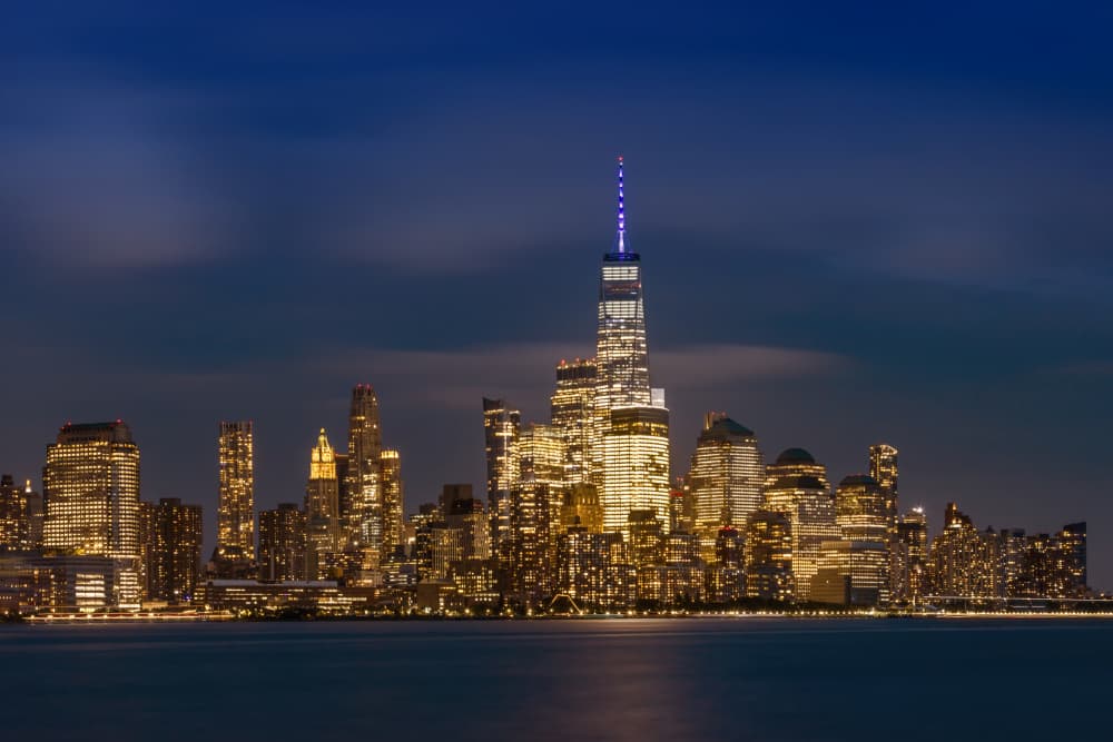 New York City Night Skyline by Melanie Viola — canvas wall art