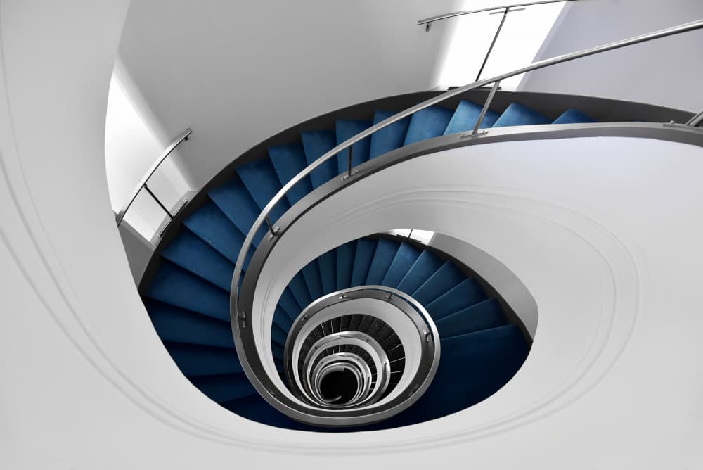 Blue Spiral Staircase by Jorge Pimenta — canvas wall art