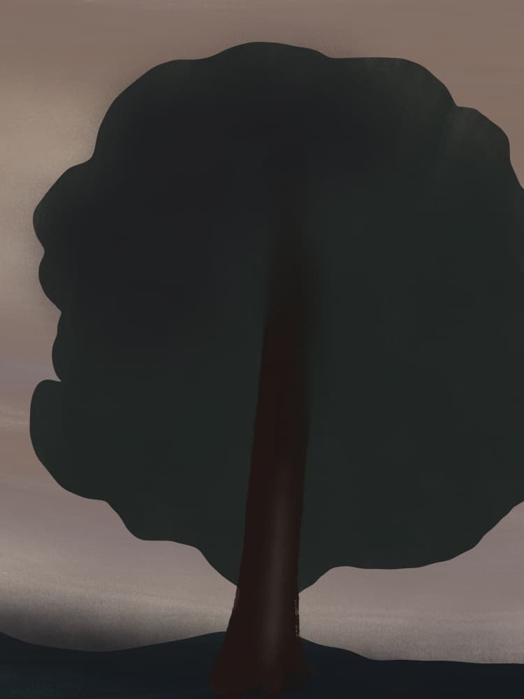 Minimalist Twilight Tree by Little Dean — canvas wall art