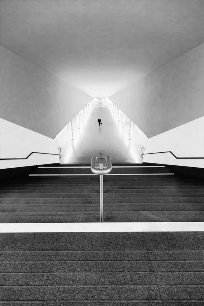 Lone Figure Modern Tunnel by Olavo Azevedo — canvas wall art