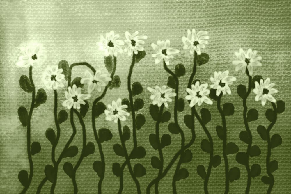 Simple Green Daisies by Christina Sillen — canvas wall art