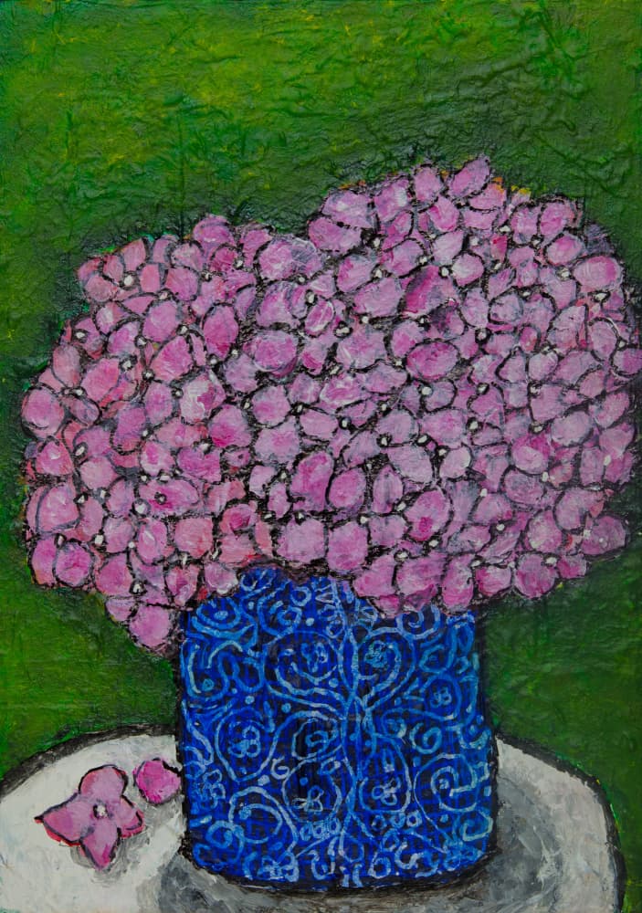 Pink Hydrangea Still Life by Dale Hefer — canvas wall art