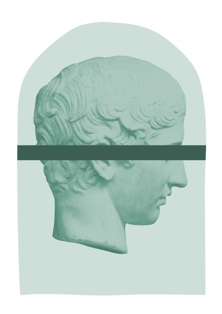 Teal Greek Head Profile by Talitha McQueen — canvas wall art