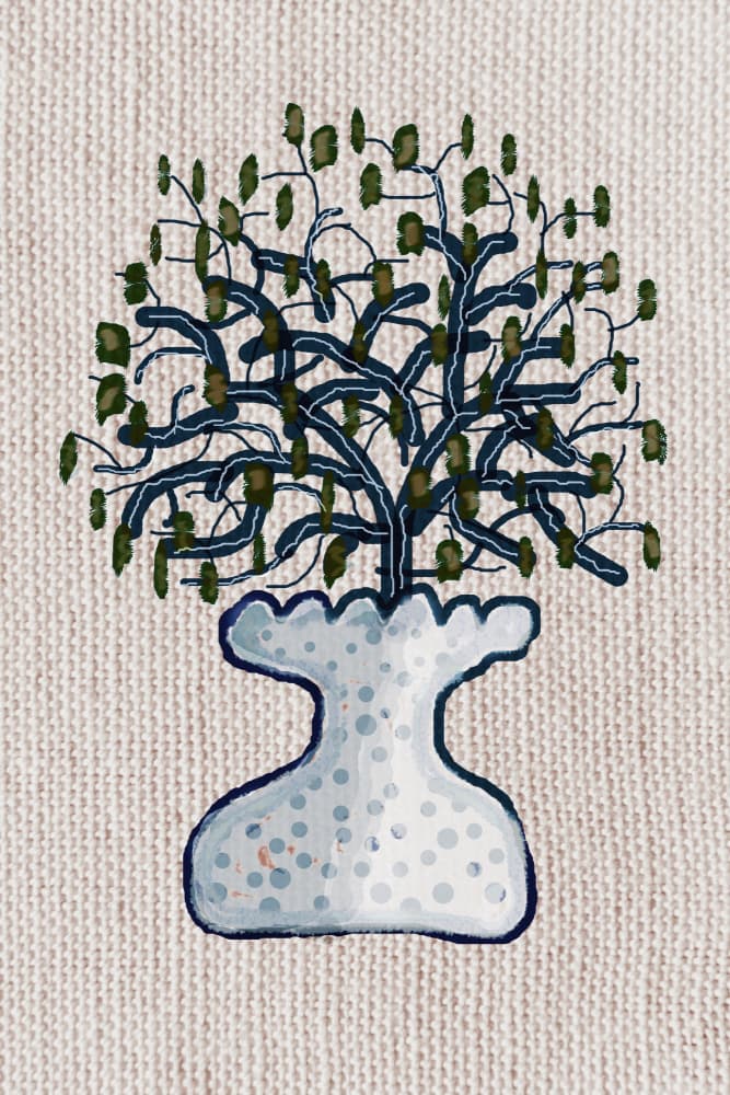 Folk Art Potted Tree by Christina Sillen — canvas wall art