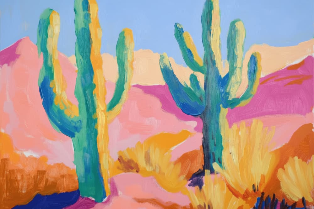 Vibrant Desert Cacti by Melloi Art Prints — canvas wall art