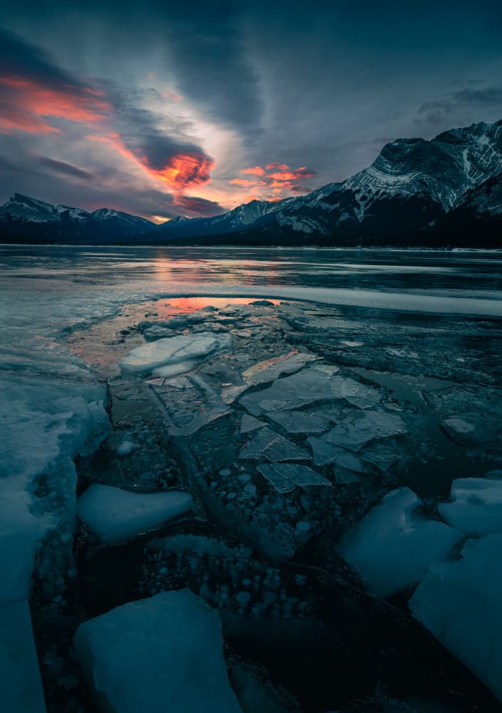 Frozen Lake Twilight Glow by Bing Li — canvas wall art