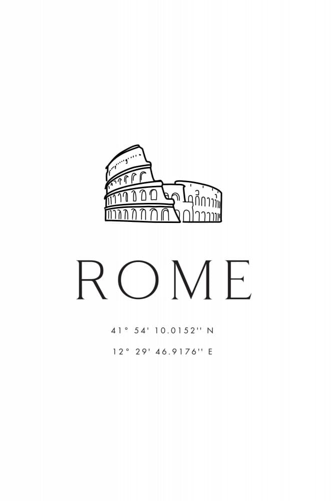 Rome Colosseum Coordinates by Rosana Laiz Blursbyai — canvas wall art
