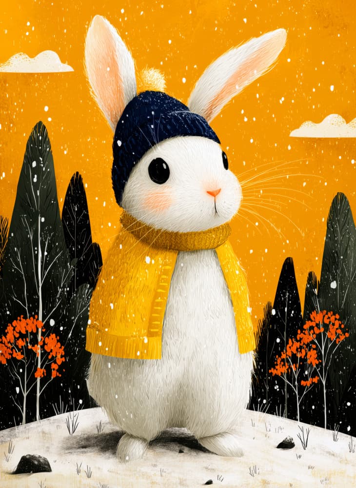 Cozy Winter Rabbit by Justyna Jaszke — canvas wall art