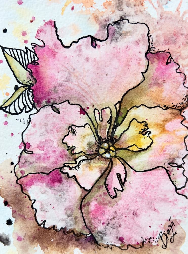 Pink Watercolor Blossom by Anda Bieza — canvas wall art