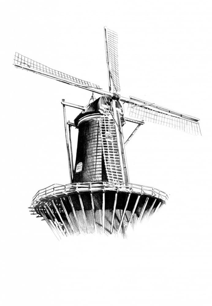 Classic Dutch Windmill by Kulik — canvas wall art