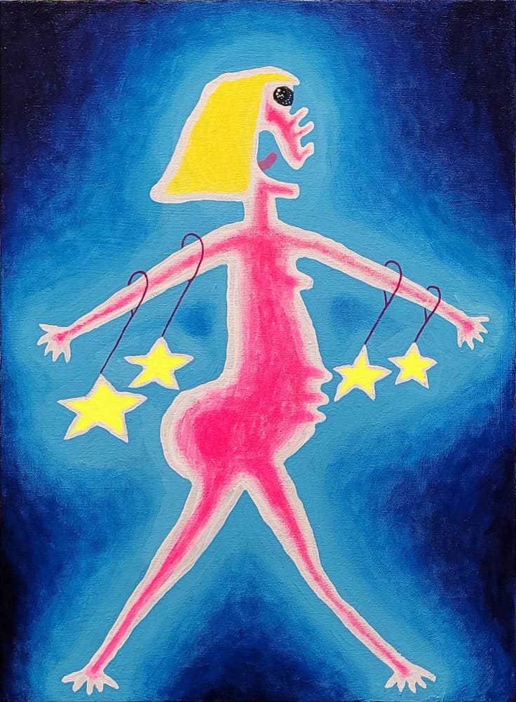 Surreal Pink Woman Stars by Fedele Frost — canvas wall art