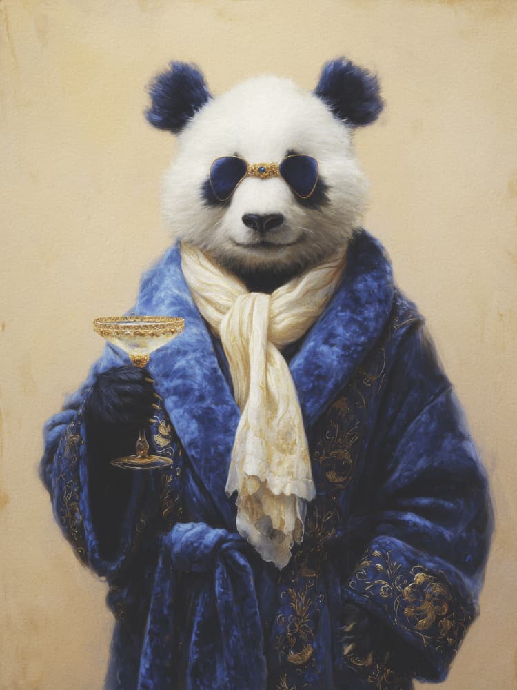 Regal Panda in Blue by Andreas Magnusson — canvas wall art