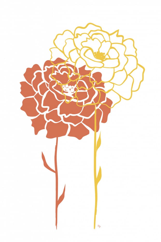Golden Orange Blooms by Martina — canvas wall art