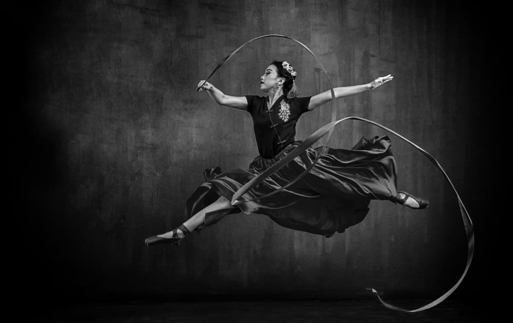 Graceful Ribbon Jump by Angela Muliani Hartojo — canvas wall art