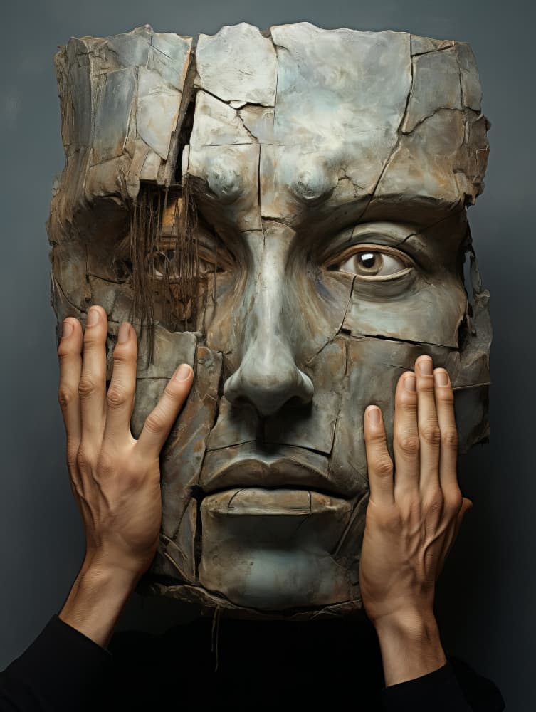 Fragmented Stone Face by Bilge Paksoylu — canvas wall art