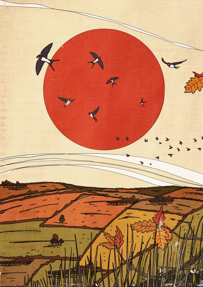 Autumn Sun and Swallows by Nicholas — canvas wall art