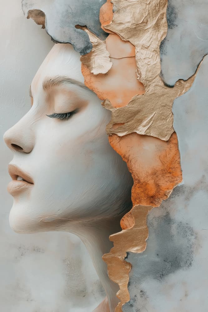 Golden Serene Profile by Mauro — canvas wall art
