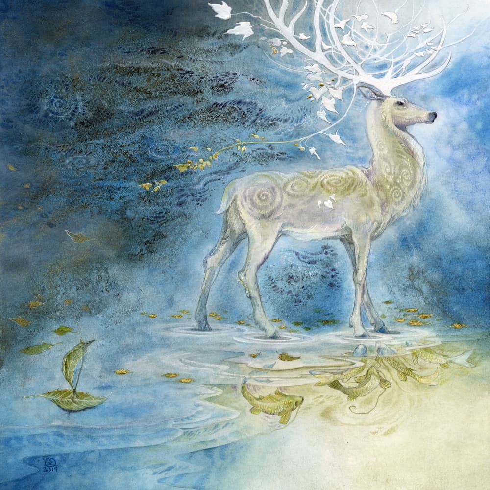 Mystical Deer Reflection by Stephanie Law — canvas wall art