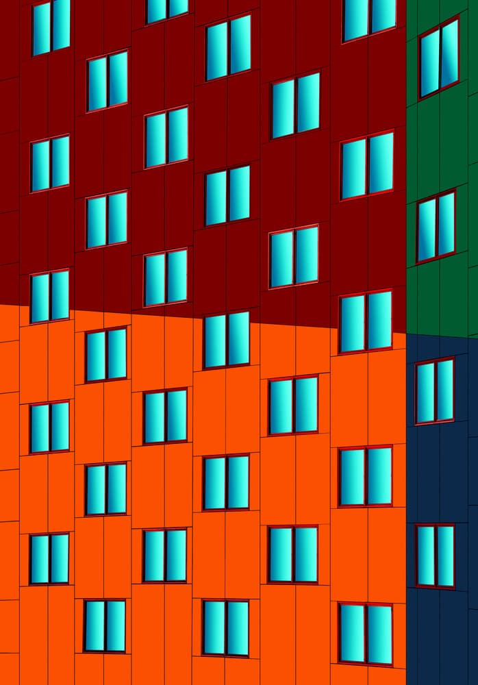 Colorful Building Facade by Roxana Labagnara — canvas wall art