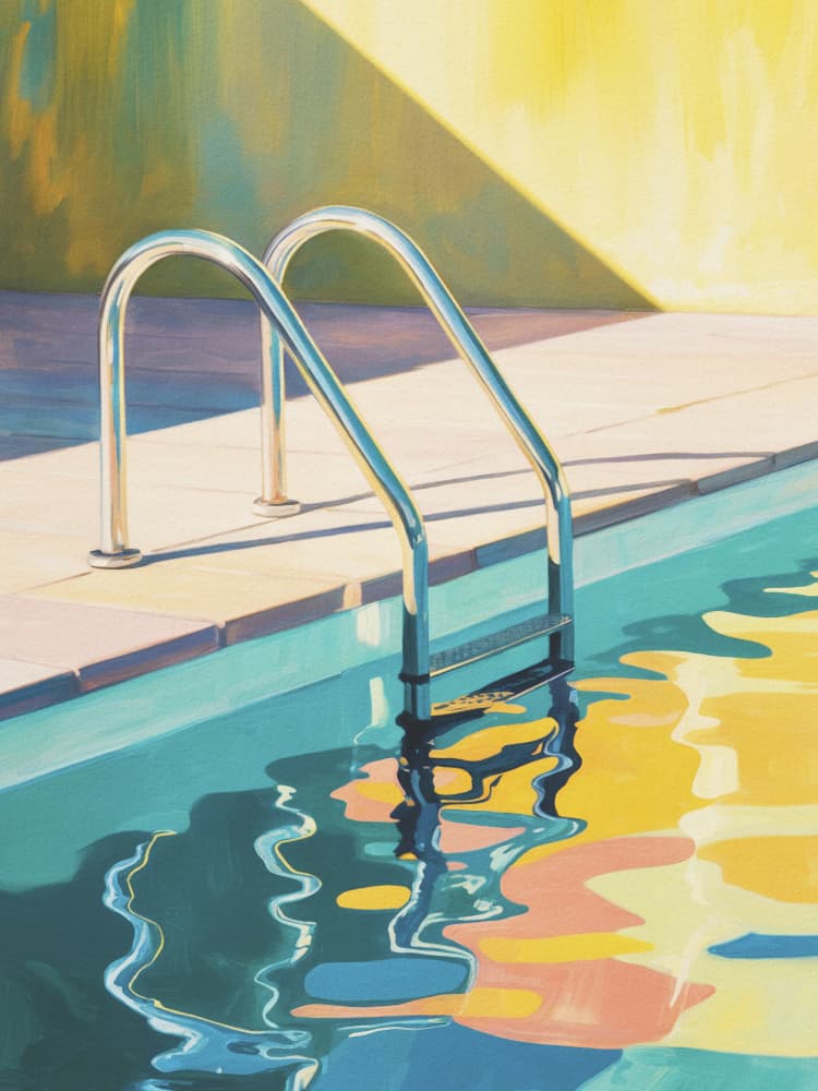 Sunny Poolside Ladder by Andreas Magnusson — canvas wall art