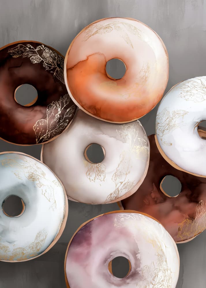 Golden Glazed Donuts by Justyna Jaszke — canvas wall art