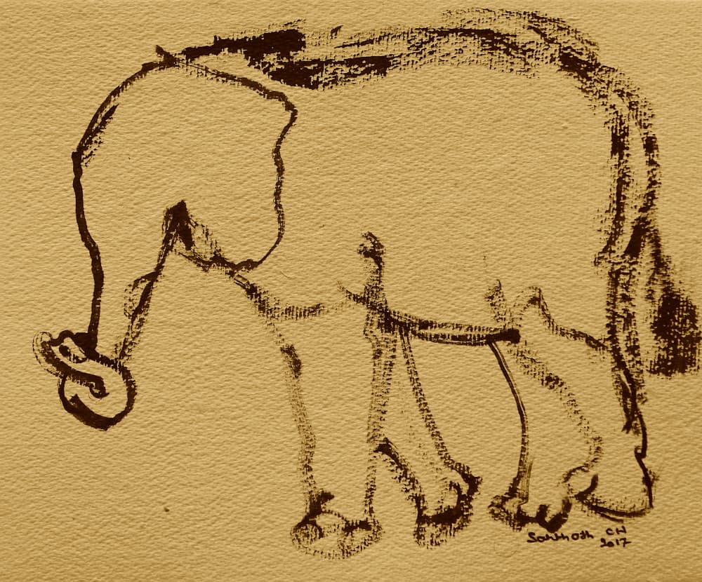Walking Elephant Sketch by Santhosh ch — canvas wall art