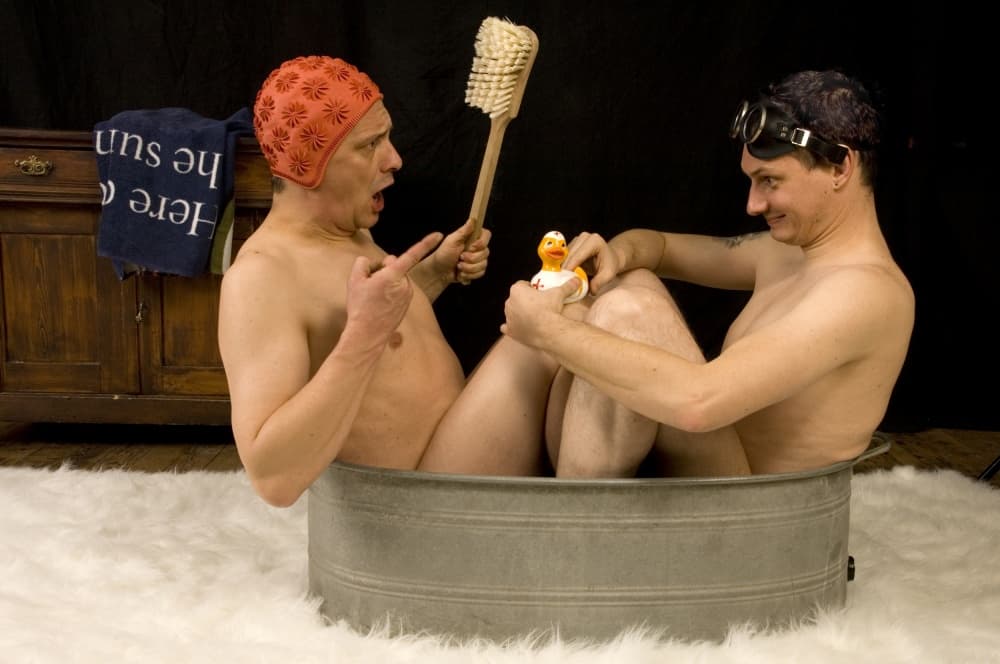 Humorous Bath Duo by Christine von Diepenbroek — canvas wall art