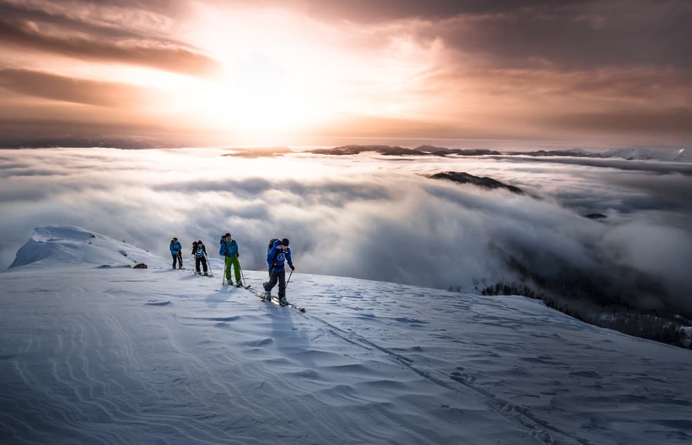 Golden Hour Ski Adventure by Sandi Bertoncelj — canvas wall art
