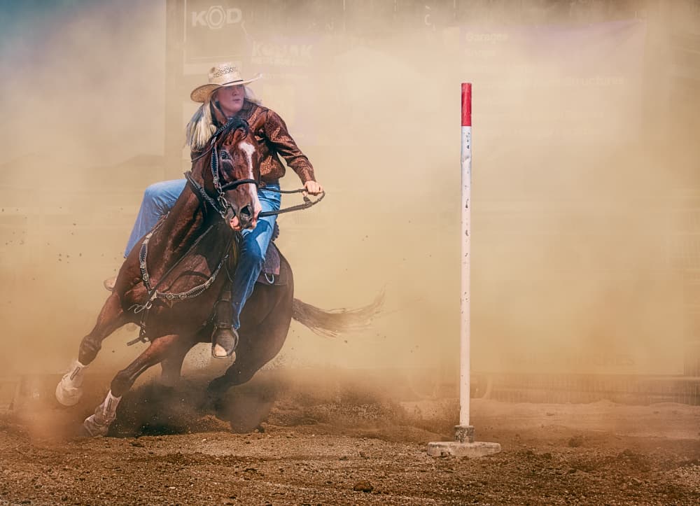 Cowgirl Barrel Racing by Ben.C.L — canvas wall art