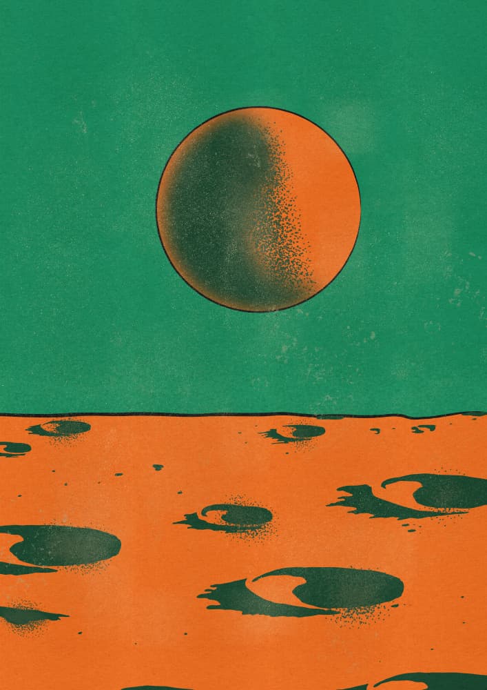 Orange Planet Green Sky by Nicholas — canvas wall art