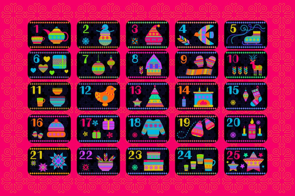 Colorful Holiday Calendar by Marika Barsrsind β canvas wall art