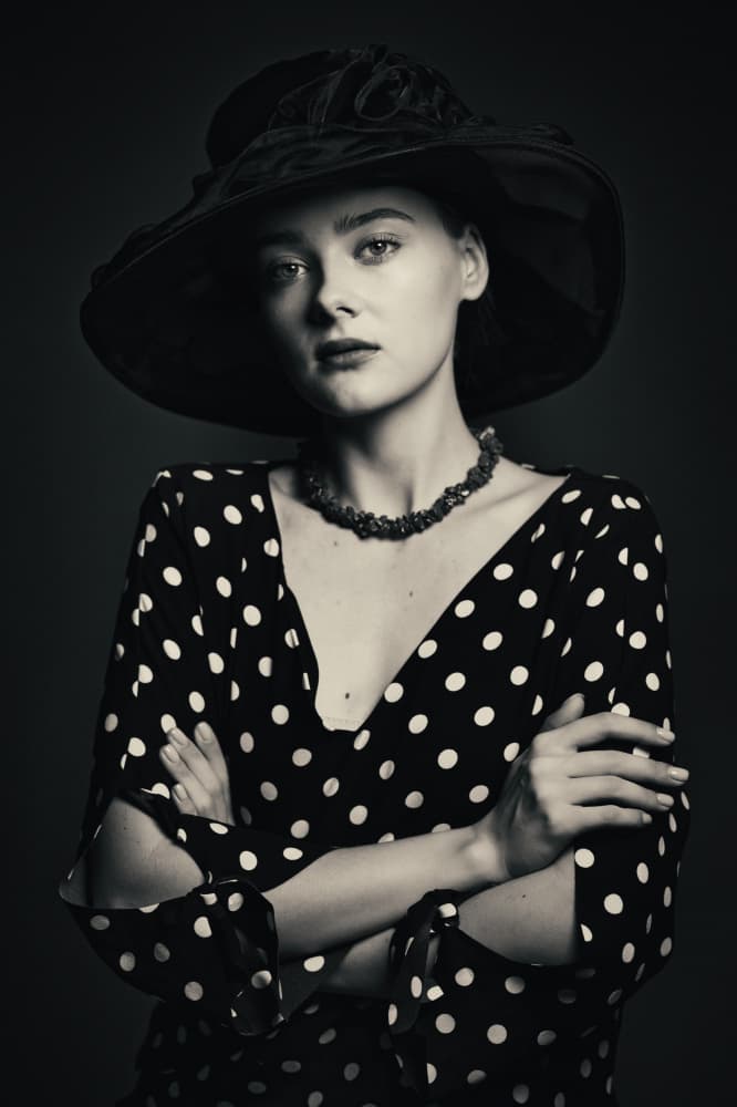Sophisticated Woman in Hat by Offer Ellbogen — canvas wall art