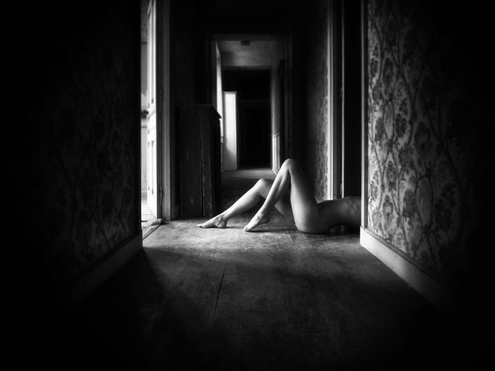 Nude Woman Dark Hallway by Holger Droste — canvas wall art