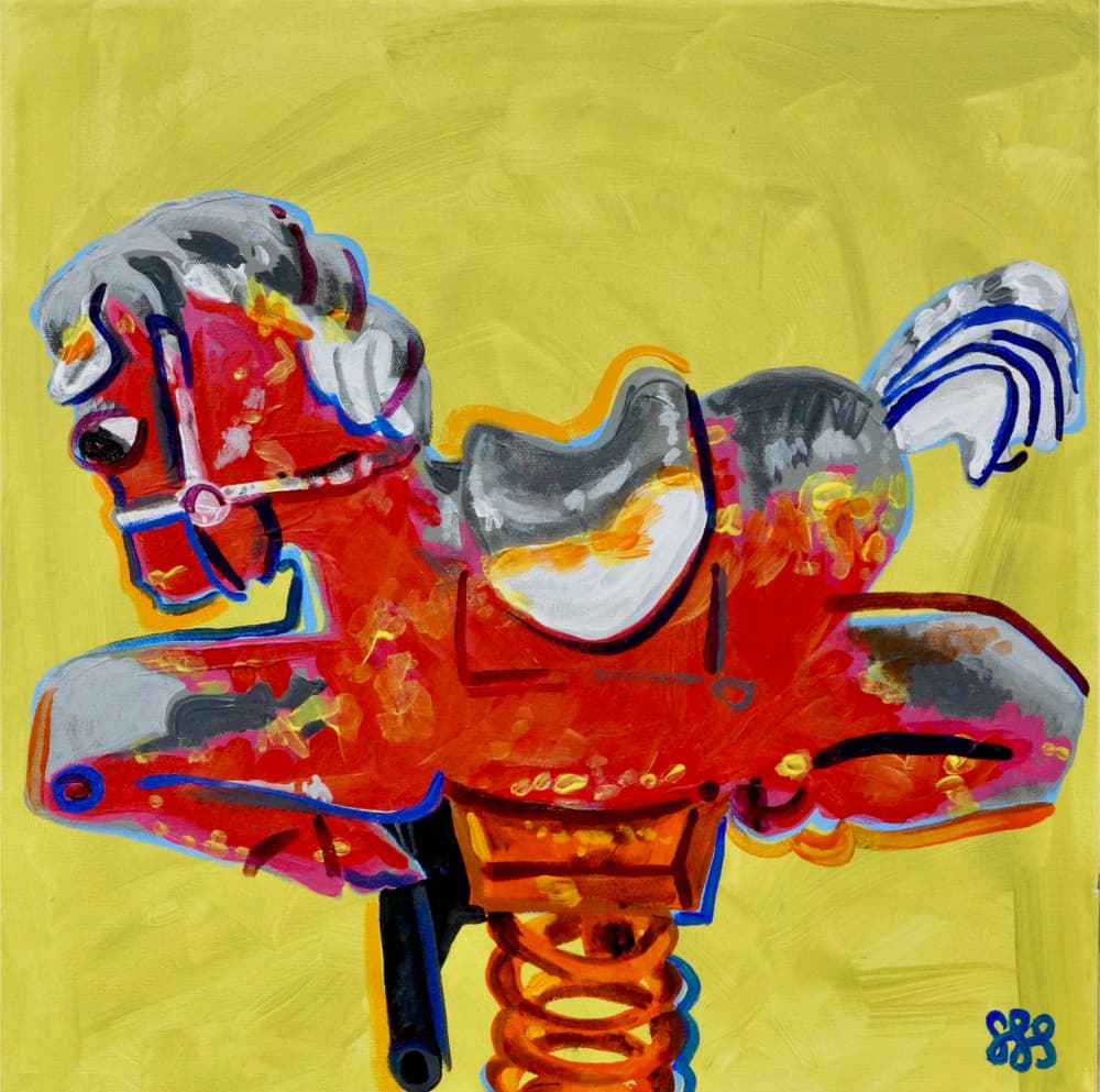 Red Rocking Horse by Steve Spencer — canvas wall art