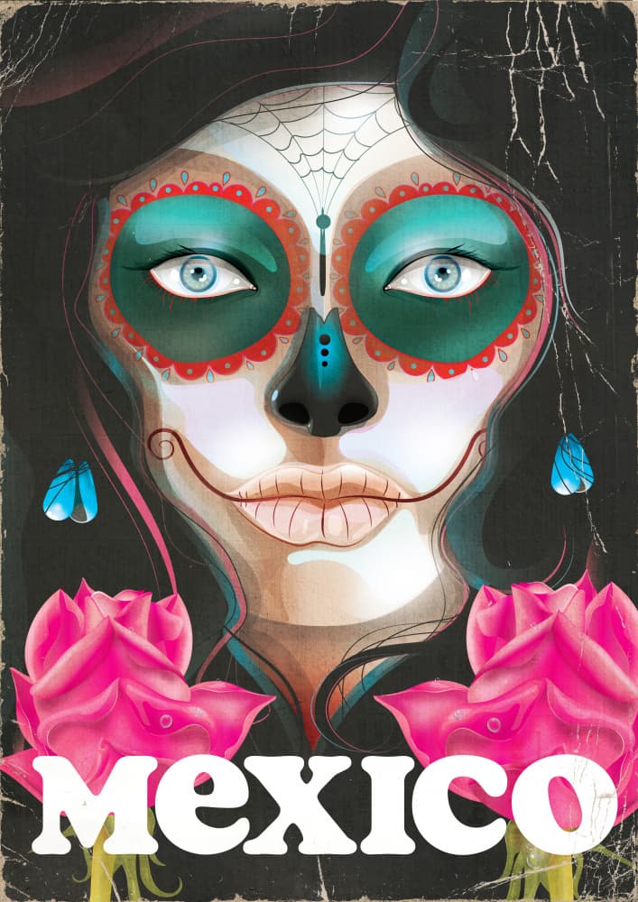 Vibrant Mexican Calavera by Nicholas — canvas wall art