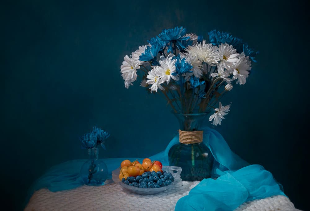 Teal Floral Fruit Bowl by Lydia Jacobs — canvas wall art