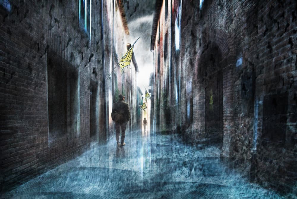Solitary Figure Dark Alley by Nicodemo Quaglia — canvas wall art