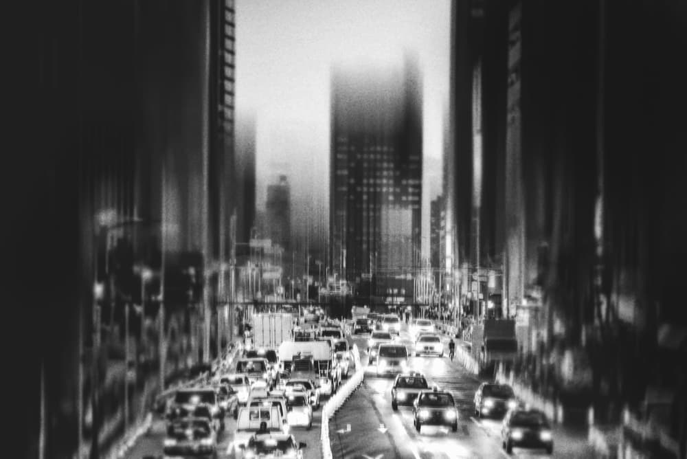 Blurred City Night Traffic by Teruhiko Tsuchida — canvas wall art