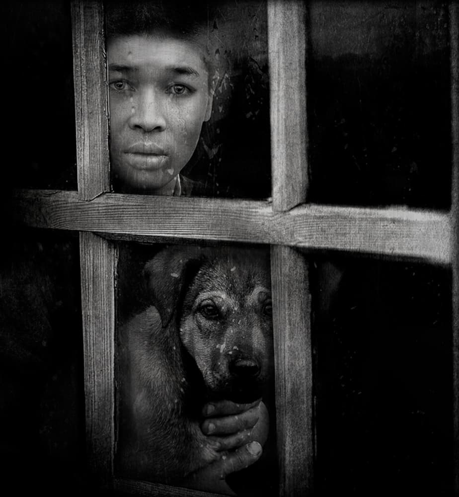 Child And Puppy Window by Svetlana Melik-Nubarova — canvas wall art