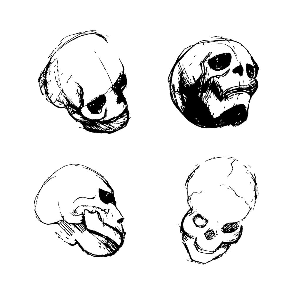 Dark Skull Sketches by Marika Barsrsind β canvas wall art
