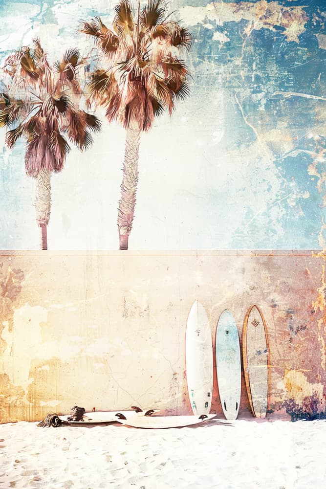 Vintage Beach Surfboards by Rafal Kulik — canvas wall art